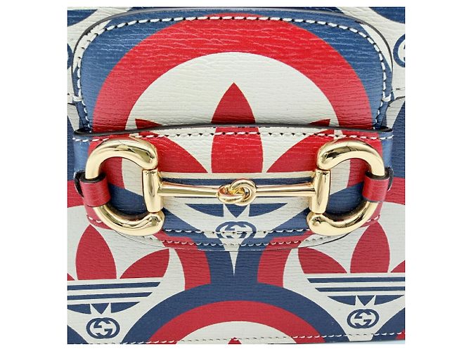 Borsa a tracolla in pelle Gucci Horsebit Rosso Crudo Blu navy - vista 11