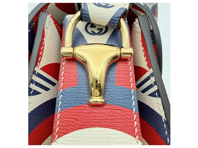 Borsa a tracolla in pelle Gucci Horsebit Rosso Crudo Blu navy - vista 12