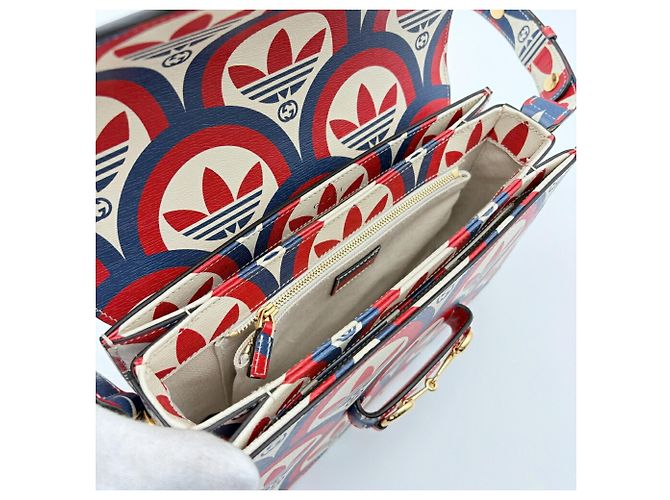Borsa a tracolla in pelle Gucci Horsebit Rosso Crudo Blu navy - vista 14