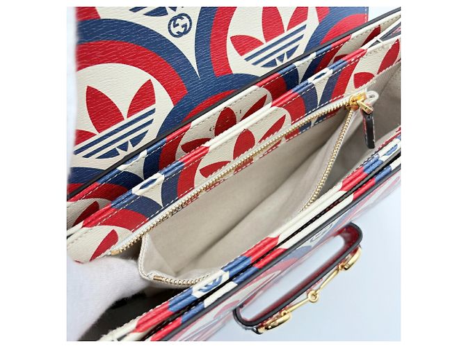 Borsa a tracolla in pelle Gucci Horsebit Rosso Crudo Blu navy - vista 16