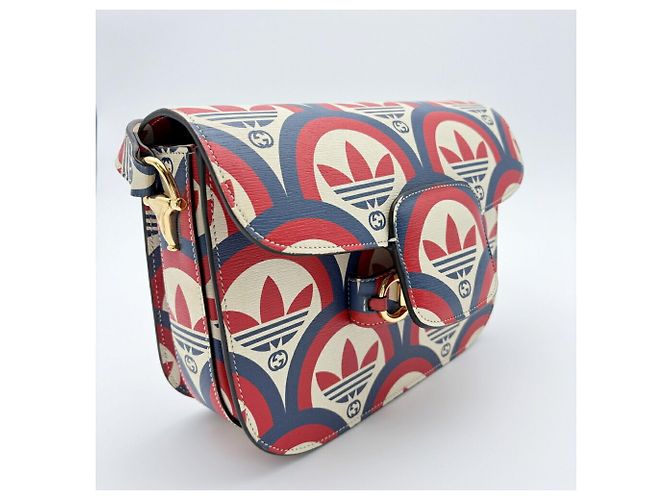 Borsa a tracolla in pelle Gucci Horsebit Rosso Crudo Blu navy - vista 5