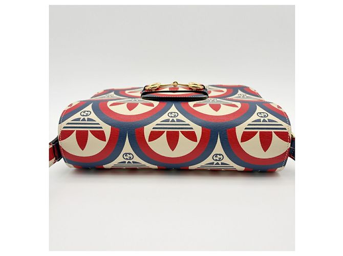 Borsa a tracolla in pelle Gucci Horsebit Rosso Crudo Blu navy - vista 7
