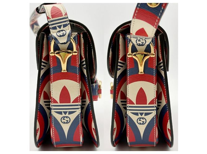 Borsa a tracolla in pelle Gucci Horsebit Rosso Crudo Blu navy - vista 8