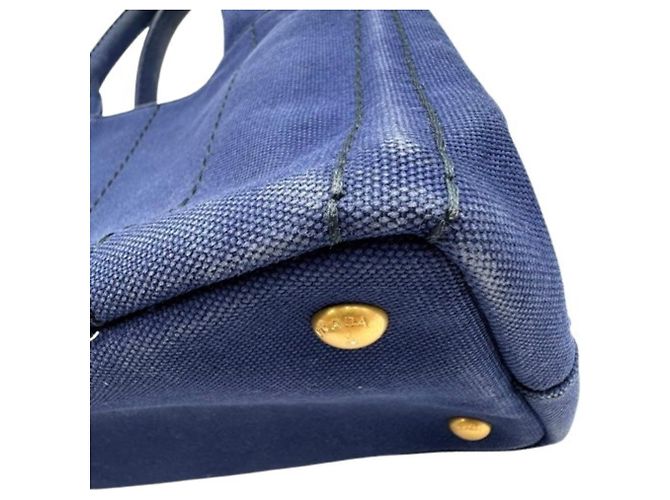 Borsa a mano Prada Canapa blu in tela - vista 14