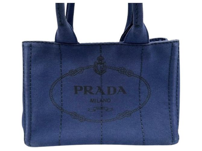 Borsa a mano Prada Canapa blu in tela - vista 2