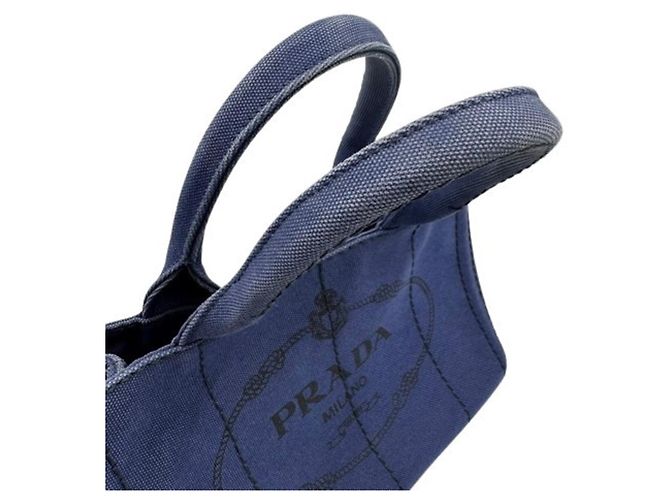 Borsa a mano Prada Canapa blu in tela - vista 7
