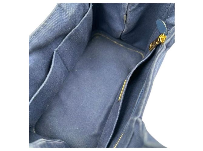 Borsa a mano Prada Canapa blu in tela - vista 8