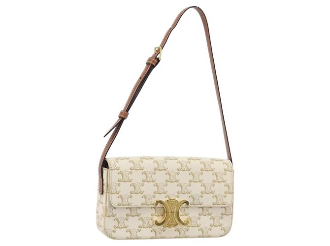 Céline Bolso Celine Triomphe Strap monogram canvas Blanco - vista 2