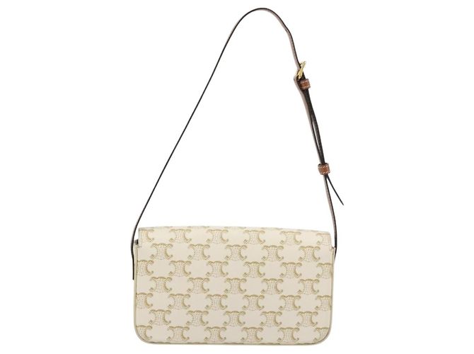 Céline Bolso Celine Triomphe Strap monogram canvas Blanco - vista 3