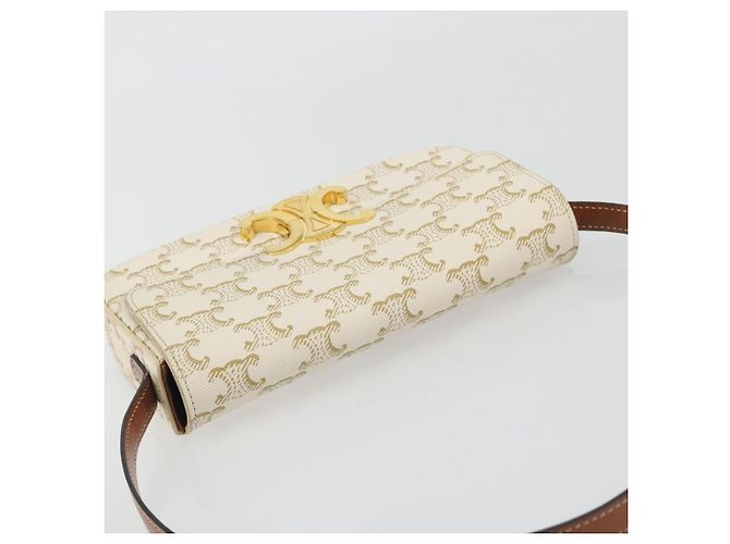 Céline Bolso Celine Triomphe Strap monogram canvas Blanco - vista 6