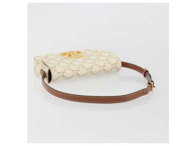 Céline Bolso Celine Triomphe Strap monogram canvas Blanco - vista 7