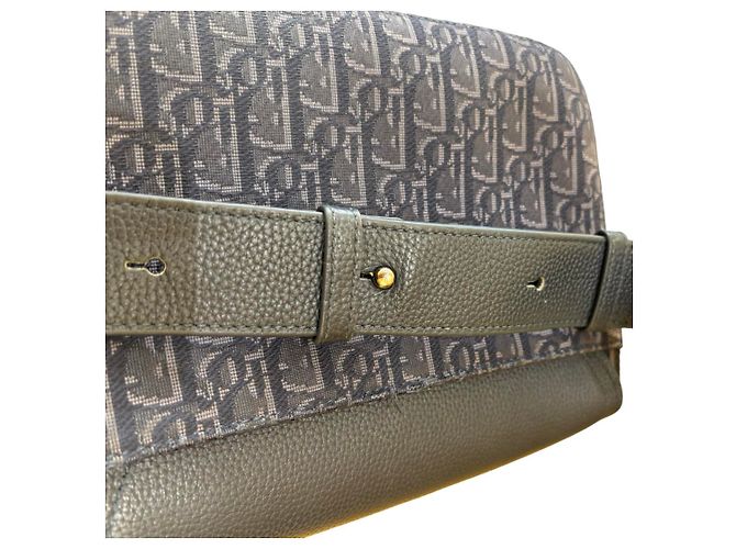 Mini bolsa mensageira Christian Dior Saddle Flap em lona Oblique e couro Azul - vista 4
