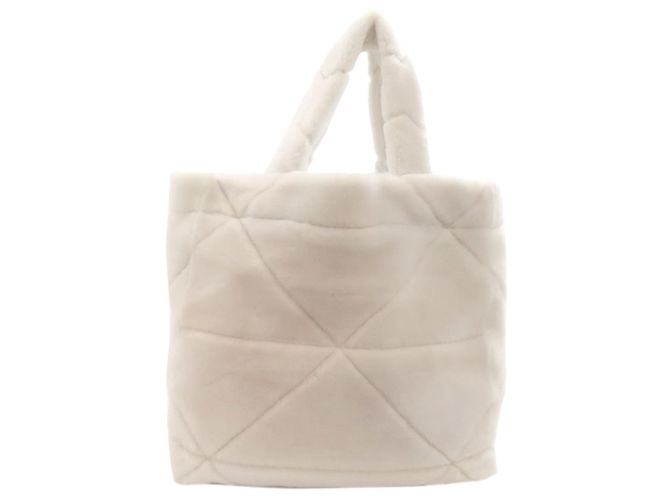 Tote Sacote de shearling acolchoado Prada Branco - vista 2