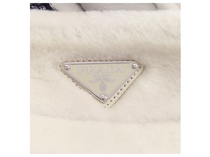 Tote Sacote de shearling acolchoado Prada Branco - vista 7