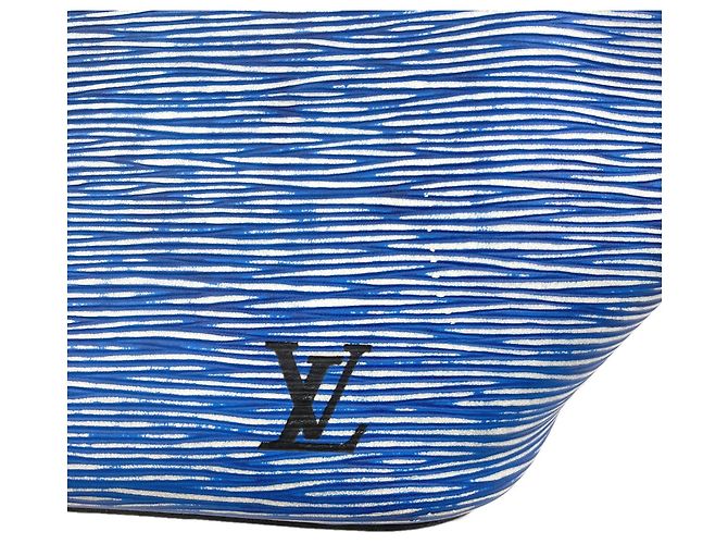 Borsa Tote Louis Vuitton Epi Denim Neverfull MM Blu - vista 11