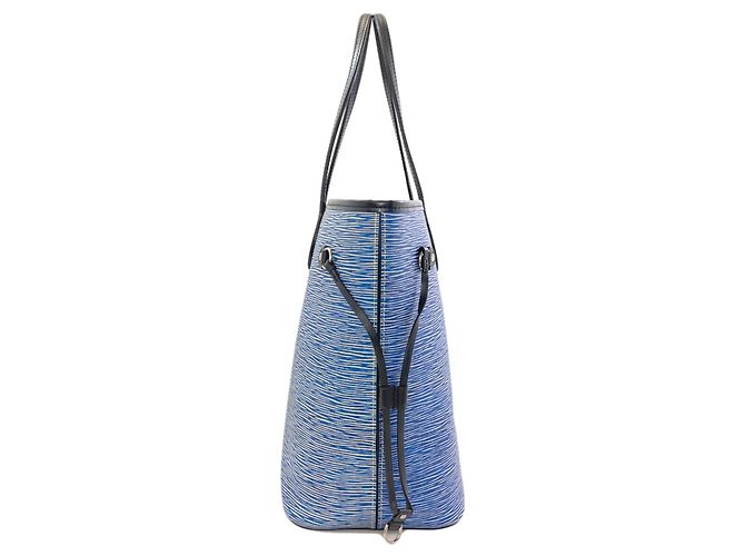 Borsa Tote Louis Vuitton Epi Denim Neverfull MM Blu - vista 3