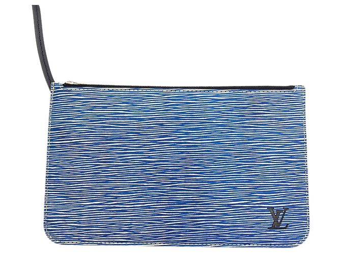 Borsa Tote Louis Vuitton Epi Denim Neverfull MM Blu - vista 8