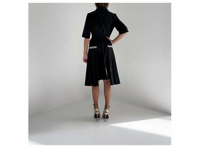 Vestido midi Suno de algodón negro bordado Azul - vista 4