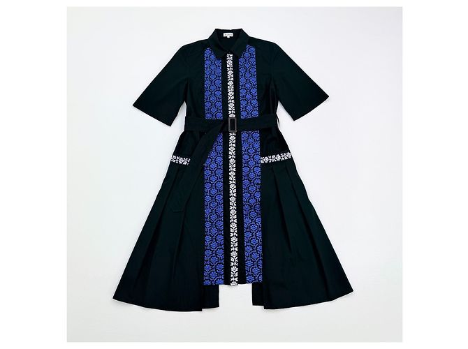 Vestido midi Suno de algodón negro bordado Azul - vista 5
