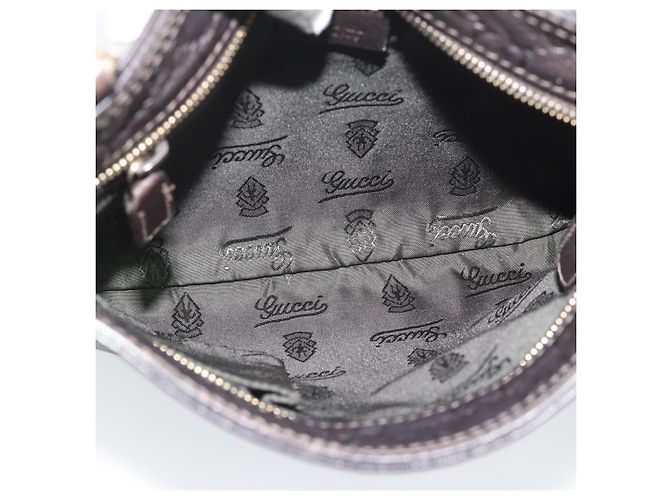 Borsa GUCCI GG Canvas Guccissima in Pelle Marrone Scuro Oro 201538 Auth 190855 D'oro - vista 11