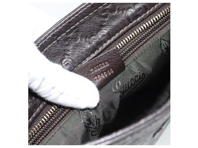 Borsa GUCCI GG Canvas Guccissima in Pelle Marrone Scuro Oro 201538 Auth 190855 D'oro - vista 12