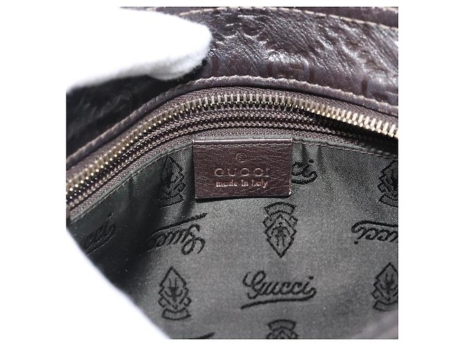 Borsa GUCCI GG Canvas Guccissima in Pelle Marrone Scuro Oro 201538 Auth 190855 D'oro - vista 17