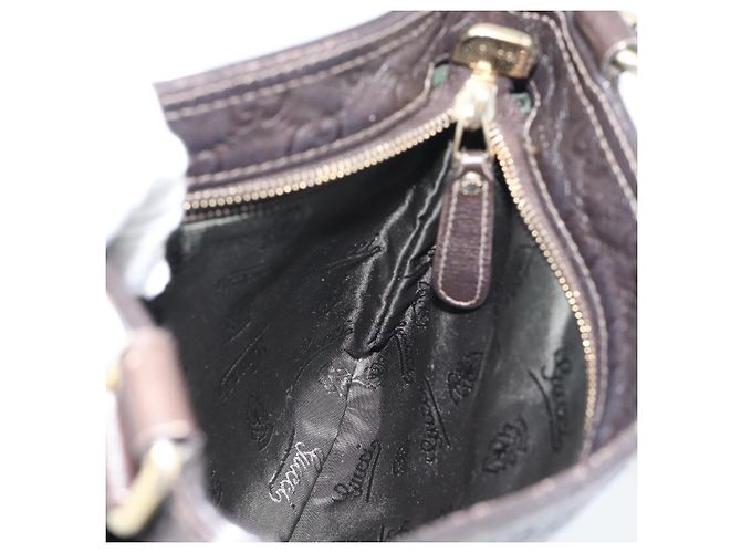 Borsa GUCCI GG Canvas Guccissima in Pelle Marrone Scuro Oro 201538 Auth 190855 D'oro - vista 18