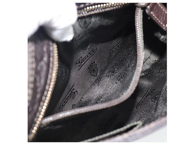 Borsa GUCCI GG Canvas Guccissima in Pelle Marrone Scuro Oro 201538 Auth 190855 D'oro - vista 21
