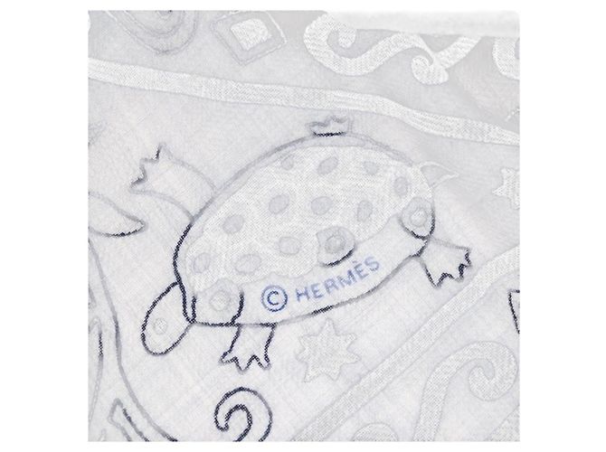 Hermès HERMES Carre 140 Scarf "Peuple Du Vent" Cashmere Navy Auth hk3921M Blu navy - vista 11