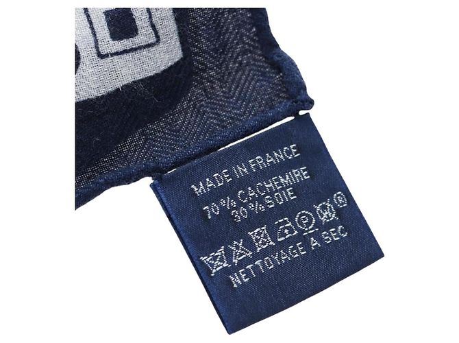 Hermès HERMES Carre 140 Scarf "Peuple Du Vent" Cashmere Navy Auth hk3921M Blu navy - vista 12