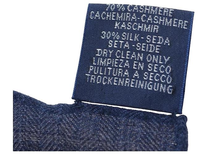 Hermès HERMES Carre 140 Scarf "Peuple Du Vent" Cashmere Navy Auth hk3921M Blu navy - vista 13