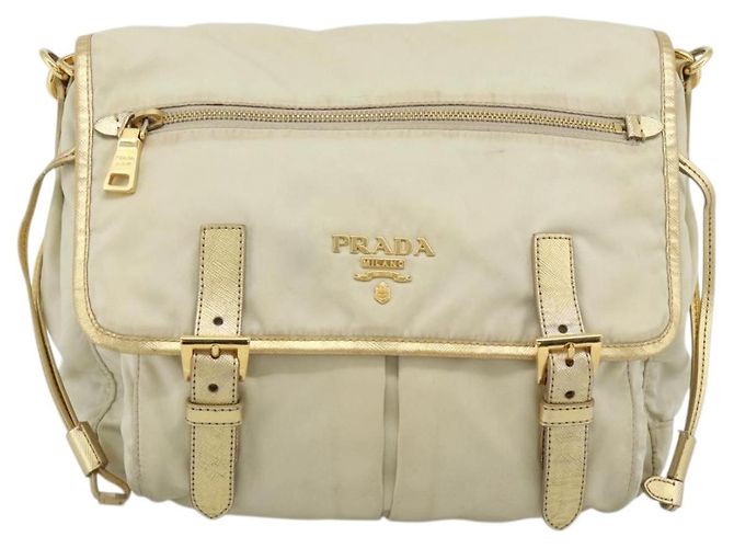 Borsa a Spalla PRADA Nylon Oro Autentica mr2696 D'oro - vista 13