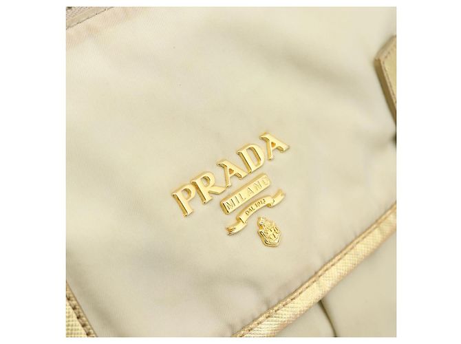 Borsa a Spalla PRADA Nylon Oro Autentica mr2696 D'oro - vista 18