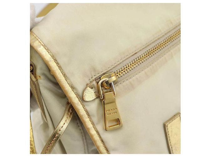 Borsa a Spalla PRADA Nylon Oro Autentica mr2696 D'oro - vista 19