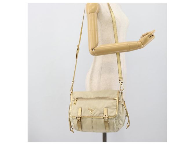 Borsa a Spalla PRADA Nylon Oro Autentica mr2696 D'oro - vista 29