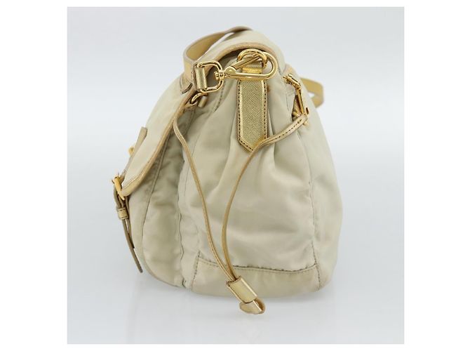 Borsa a Spalla PRADA Nylon Oro Autentica mr2696 D'oro - vista 4