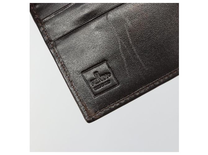 FENDI Zucca Canvas Portafoglio Compatto Nero Marrone Auth 189991A - vista 10