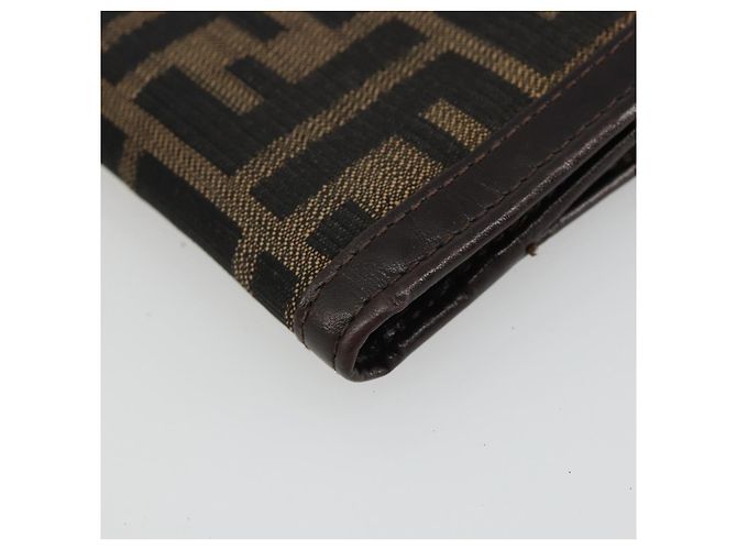 FENDI Zucca Canvas Portafoglio Compatto Nero Marrone Auth 189991A - vista 15