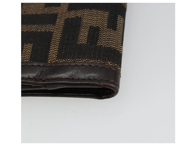FENDI Zucca Canvas Portafoglio Compatto Nero Marrone Auth 189991A - vista 16