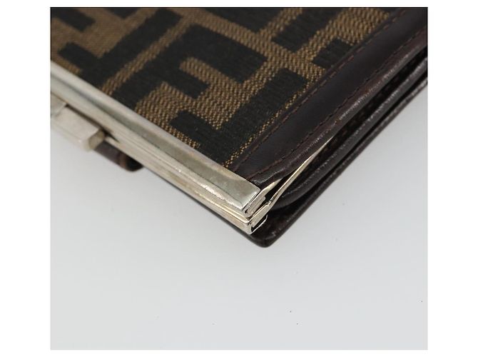 FENDI Zucca Canvas Portafoglio Compatto Nero Marrone Auth 189991A - vista 17