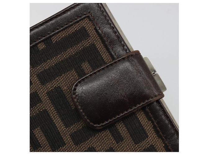 FENDI Zucca Canvas Portafoglio Compatto Nero Marrone Auth 189991A - vista 18