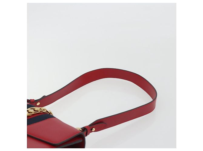 Borsa a tracolla GUCCI Sherry Line Silvi in pelle rossa e oro 421882 Auth 190243V Rosso D'oro - vista 14