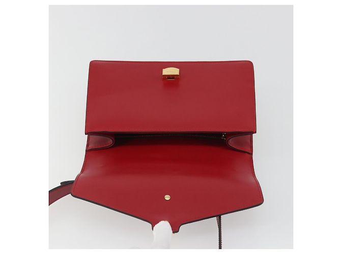 Borsa a tracolla GUCCI Sherry Line Silvi in pelle rossa e oro 421882 Auth 190243V Rosso D'oro - vista 19