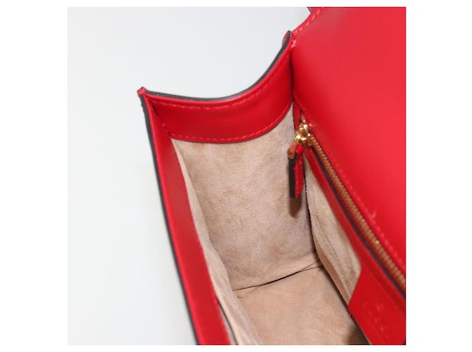 Borsa a tracolla GUCCI Sherry Line Silvi in pelle rossa e oro 421882 Auth 190243V Rosso D'oro - vista 22