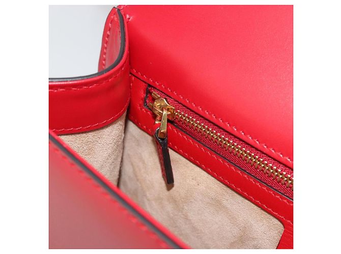 Borsa a tracolla GUCCI Sherry Line Silvi in pelle rossa e oro 421882 Auth 190243V Rosso D'oro - vista 23