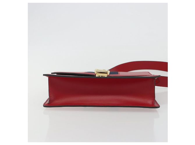 Borsa a tracolla GUCCI Sherry Line Silvi in pelle rossa e oro 421882 Auth 190243V Rosso D'oro - vista 5