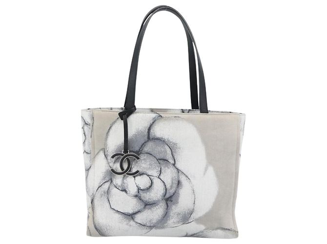 CHANEL Camelia Tote Bag Canvas Weiß Silber CC Auth 190607V - Ansicht 13