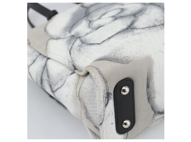 CHANEL Camelia Tote Bag Canvas Weiß Silber CC Auth 190607V - Ansicht 14