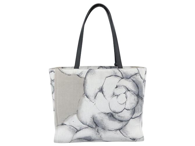 CHANEL Camelia Tote Bag Canvas Weiß Silber CC Auth 190607V - Ansicht 2