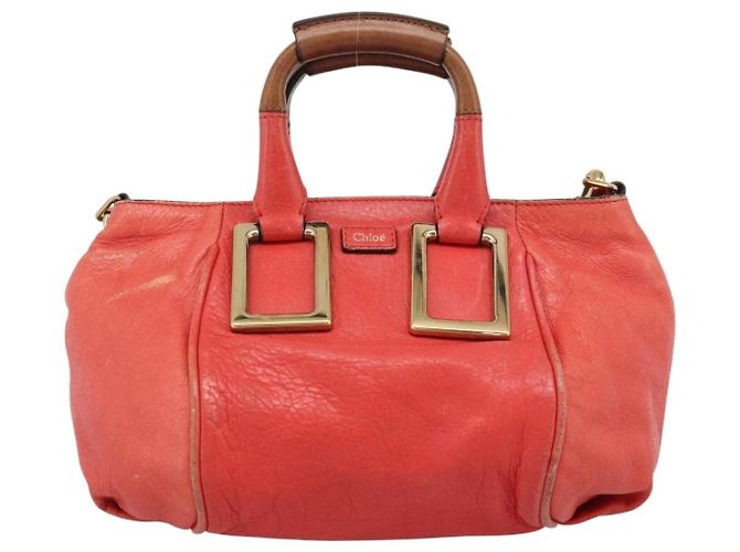 Chloé Borsa Chloe Etel in Pelle 2way Rosso Oro Auth BA13902 D'oro - vista 13